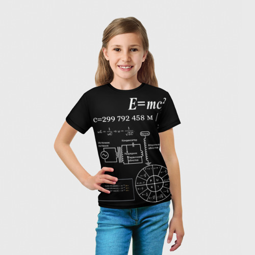 Детская футболка 3D с принтом Электродинамика, вид сбоку #3