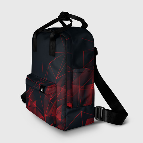 Женский рюкзак 3D с принтом RED STRIPES | КРАСНАЯ ГЕОМЕТРИЯ, фото на моделе #1
