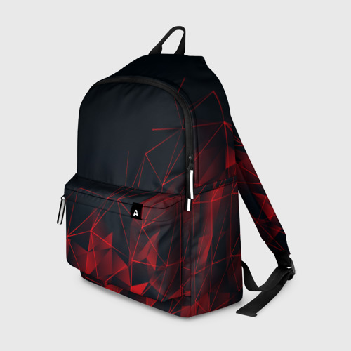Рюкзак 3D с принтом RED STRIPES | КРАСНАЯ ГЕОМЕТРИЯ, вид спереди #2