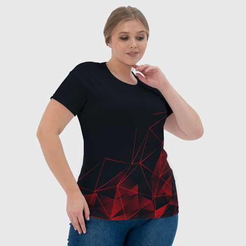 Женская футболка 3D с принтом RED STRIPES | КРАСНАЯ ГЕОМЕТРИЯ, фото #4
