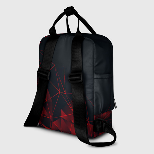Женский рюкзак 3D с принтом RED STRIPES | КРАСНАЯ ГЕОМЕТРИЯ, вид сзади #1