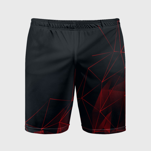 Мужские шорты спортивные с принтом RED STRIPES | КРАСНАЯ ГЕОМЕТРИЯ, вид спереди #2