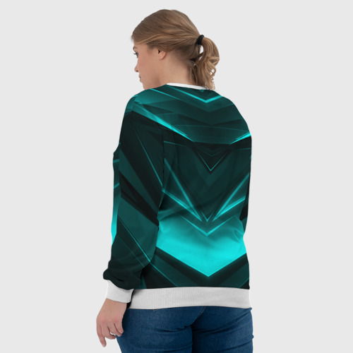 Женский свитшот 3D с принтом Neon geometry stripes неоновые геометрические полосы, вид сзади #2