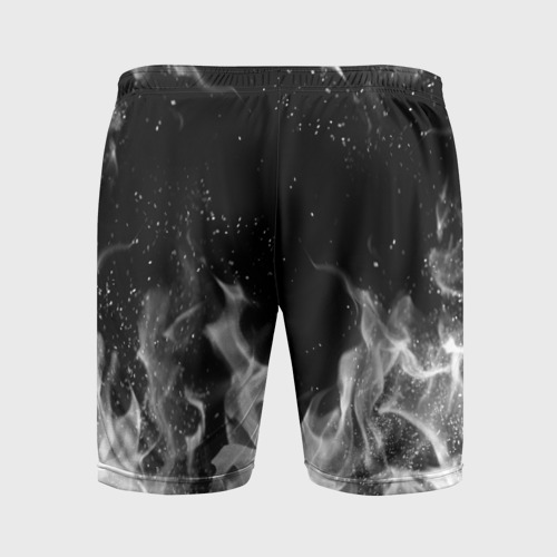 Мужские шорты спортивные с принтом БЕЛЫЙ ОГОНЬ | WHITE FIRE, вид сзади #1