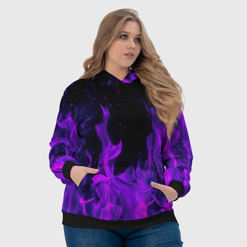 Женская толстовка 3D с принтом Фиолетовый огонь purple fire, фото #4