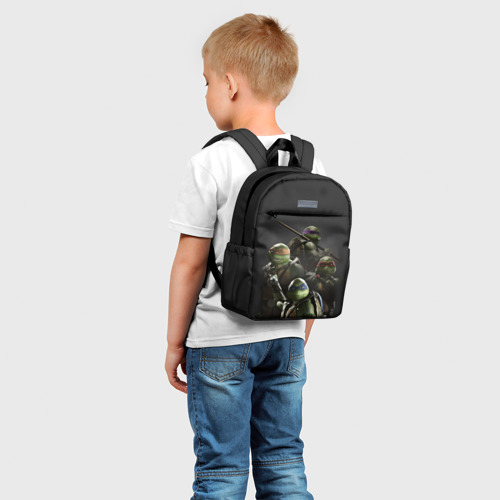 Детский рюкзак 3D с принтом ЧЕРЕПАШКИ - НИНДЗЯ, фото на моделе #1
