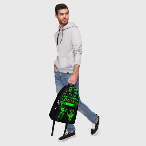 Рюкзак 3D с принтом Не трогай меня COVID-19, фото #5