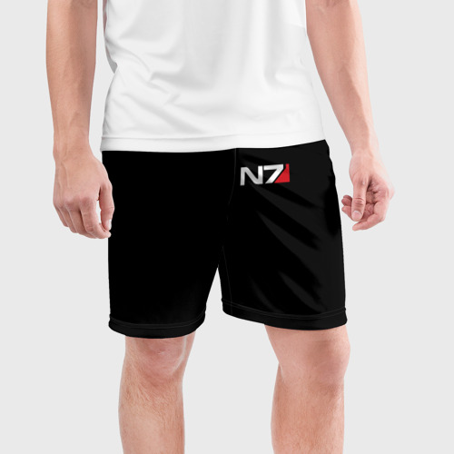 Мужские шорты спортивные с принтом MASS EFFECT N7 | МАСС ЭФФЕКТ Н7, фото на моделе #1