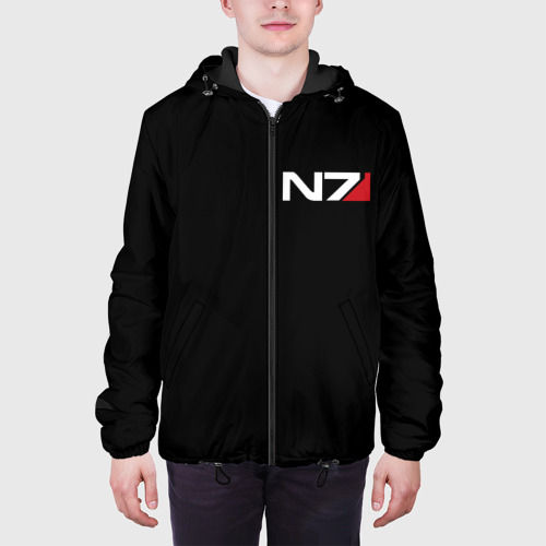 Мужская куртка 3D с принтом Mass Effect N7, вид сбоку #3