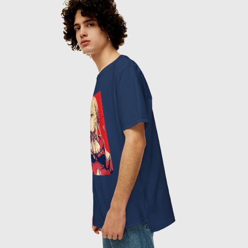 Мужская футболка хлопок Oversize с принтом Вайолет Эвергарден Иллюстрация, вид сбоку #3