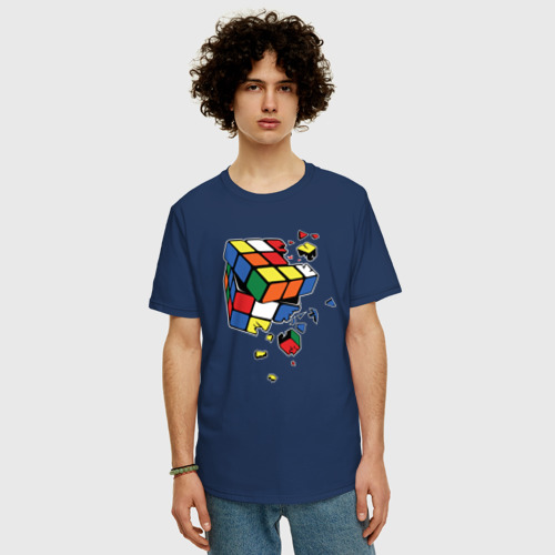 Мужская футболка хлопок Oversize с принтом Кубик Рубика, фото на моделе #1