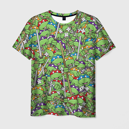 Мужская 3D футболка с принтом Черепашки ниндзя, вид спереди #2