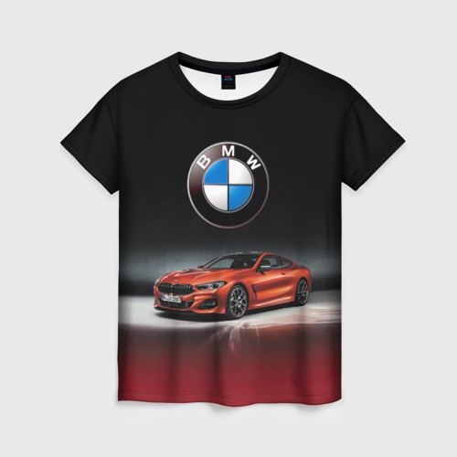Женская футболка 3D с принтом BMW, вид спереди #2