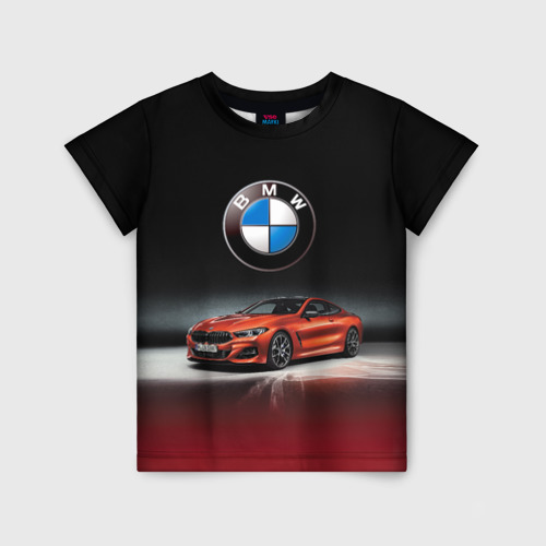 Детская футболка 3D с принтом BMW, вид спереди #2