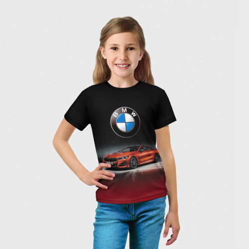 Детская футболка 3D с принтом BMW, вид сбоку #3