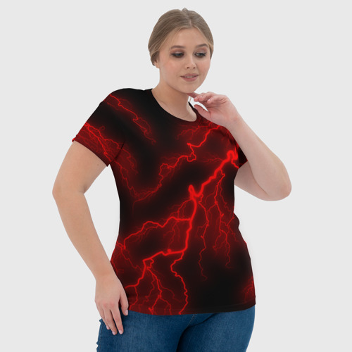 Женская футболка 3D с принтом МОЛНИЯ RED NEON, фото #4
