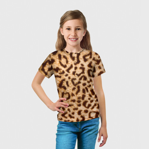Детская футболка 3D с принтом Леопард, вид сбоку #3