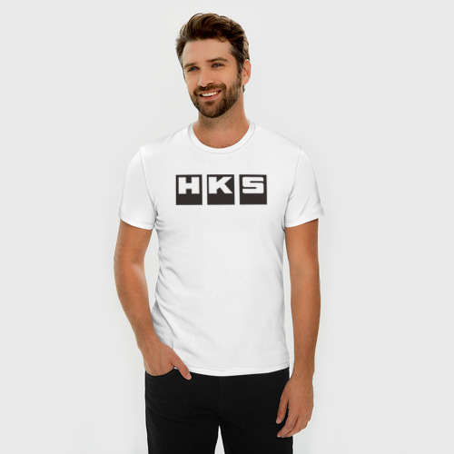 Мужская футболка премиум с принтом HKS, фото на моделе #1