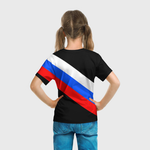 Детская футболка 3D с принтом РОССИЯ, вид сзади #2