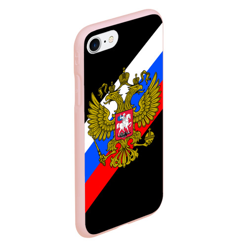 Чехол для iPhone 7/8 матовый с принтом РОССИЯ, вид сбоку #3