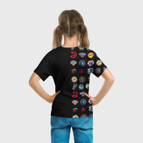 Детская футболка 3D с принтом NBA (Team Logos 2), вид сзади #2