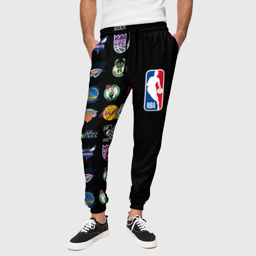 Мужские брюки 3D с принтом NBA (Team Logos 2), вид сбоку #3
