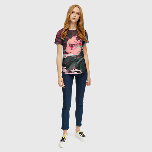 Женская футболка 3D с принтом Клинок рассекающий демонов, вид сбоку #3