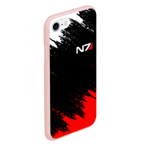 Чехол для iPhone 7/8 матовый с принтом Mass Effect N7 Масс эффект Н7 брызги красок, вид сбоку #3