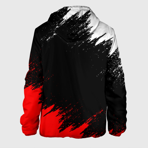 Мужская куртка 3D с принтом Mass Effect N7 Масс эффект Н7 брызги красок, вид сзади #1