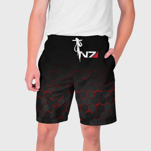 Мужские шорты 3D с принтом MASS EFFECT N7 | МАСС ЭФФЕКТ Н7, вид спереди #2