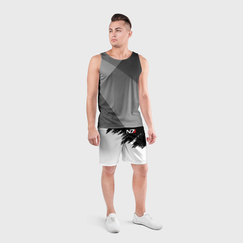 Мужские шорты спортивные с принтом MASS EFFECT N7, вид сбоку #3