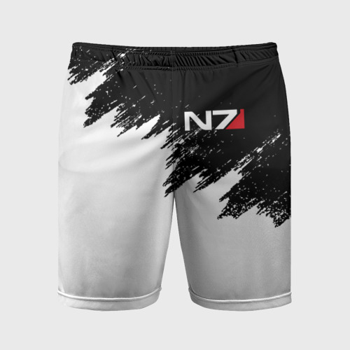 Мужские шорты спортивные с принтом MASS EFFECT N7, вид спереди #2