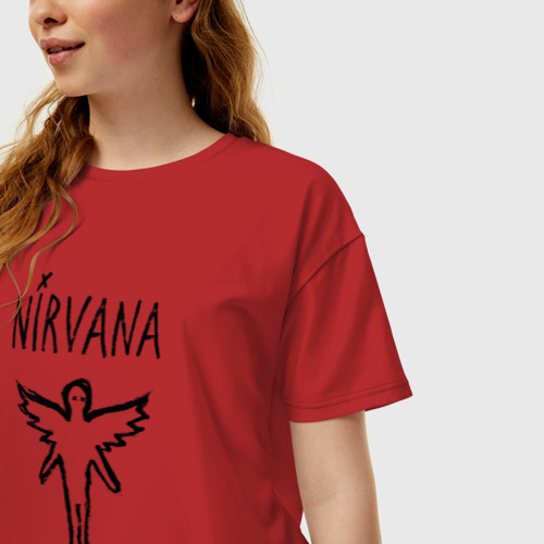Женская футболка хлопок Oversize с принтом Nirvana In utero, фото на моделе #1