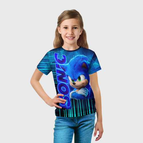 Детская 3D футболка с принтом Sonik, вид сбоку #3
