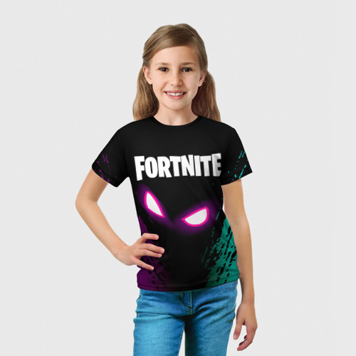 Детская футболка 3D с принтом FORTNITE, вид сбоку #3