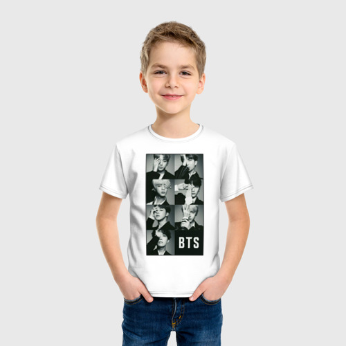 Детская футболка хлопок с принтом BTS, фото на моделе #1