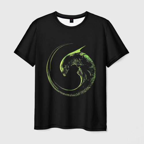 Мужская футболка 3D с принтом Чужой Aliens, вид спереди #2