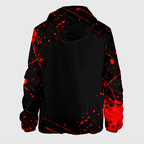 Мужская куртка 3D с принтом Убийца Гоблинов (красно-черная), вид сзади #1