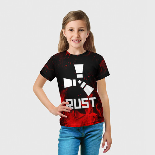 Детская футболка 3D с принтом RUST, вид сбоку #3
