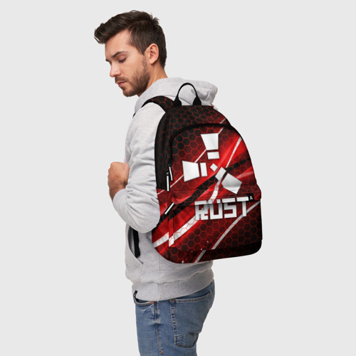 Рюкзак 3D с принтом RUST, фото на моделе #1