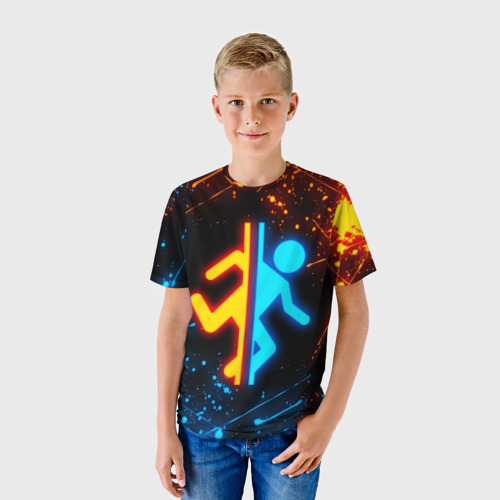 Детская футболка 3D с принтом Portal 2, фото на моделе #1