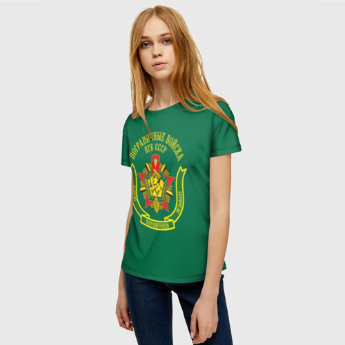 Женская футболка 3D с принтом Пограничные Войска КГБ СССР, фото на моделе #1