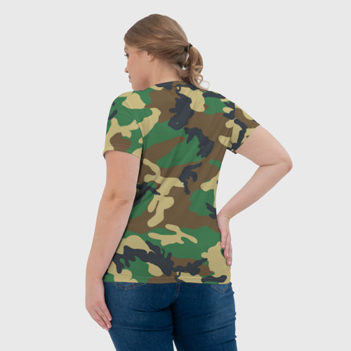 Женская футболка 3D с принтом Пограничные Войска камуфляж, вид сзади #2