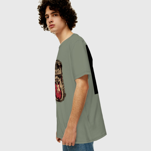 Мужская футболка хлопок Oversize с принтом Я знаю, что это только рок-н-р, вид сбоку #3