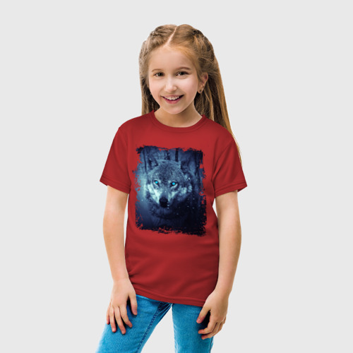Детская футболка хлопок с принтом Волк, вид сбоку #3