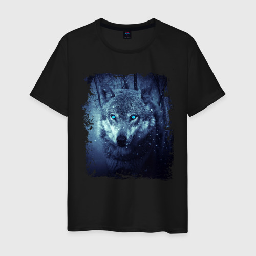 Мужская футболка с принтом Волк, вид спереди #2