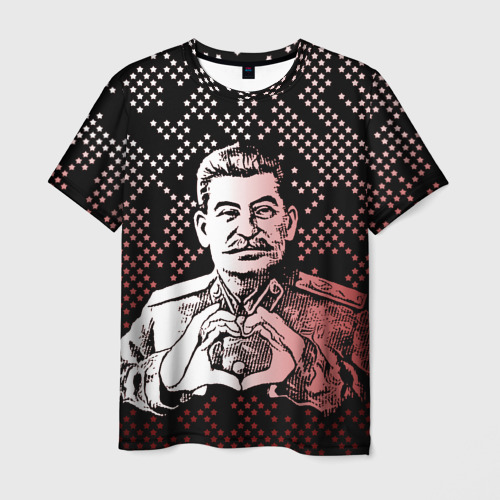 Мужская футболка 3D с принтом Сталин (Oko), вид спереди #2