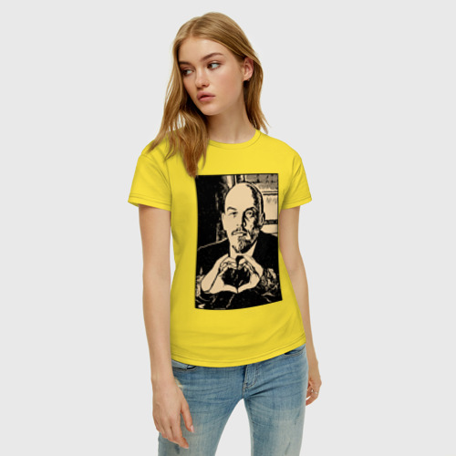 Женская футболка хлопок с принтом Ленин (Oko), фото на моделе #1
