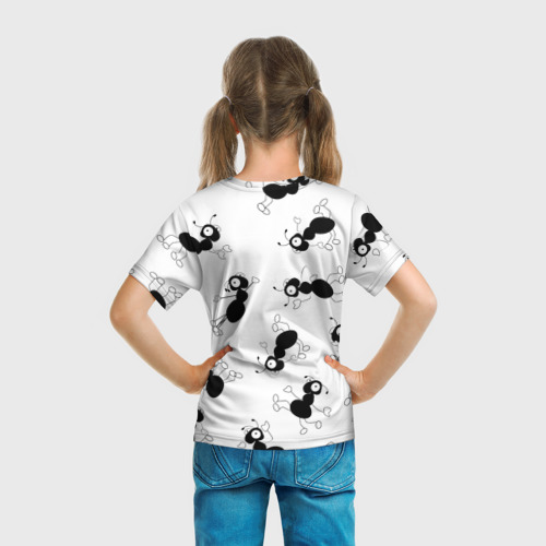 Детская футболка 3D с принтом Муравьи, вид сзади #2