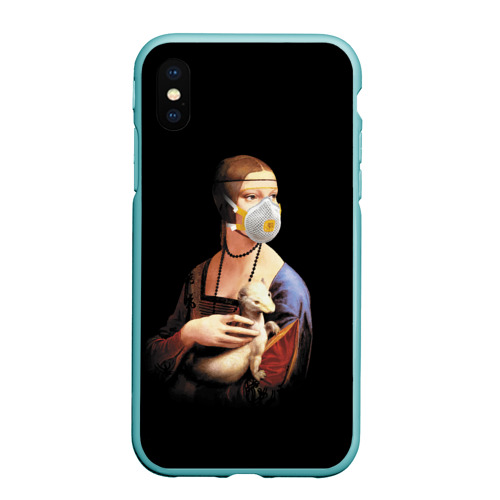 Чехол для iPhone XS Max матовый с принтом Чечилия Галлерани - дама с горностаем, вид спереди #2